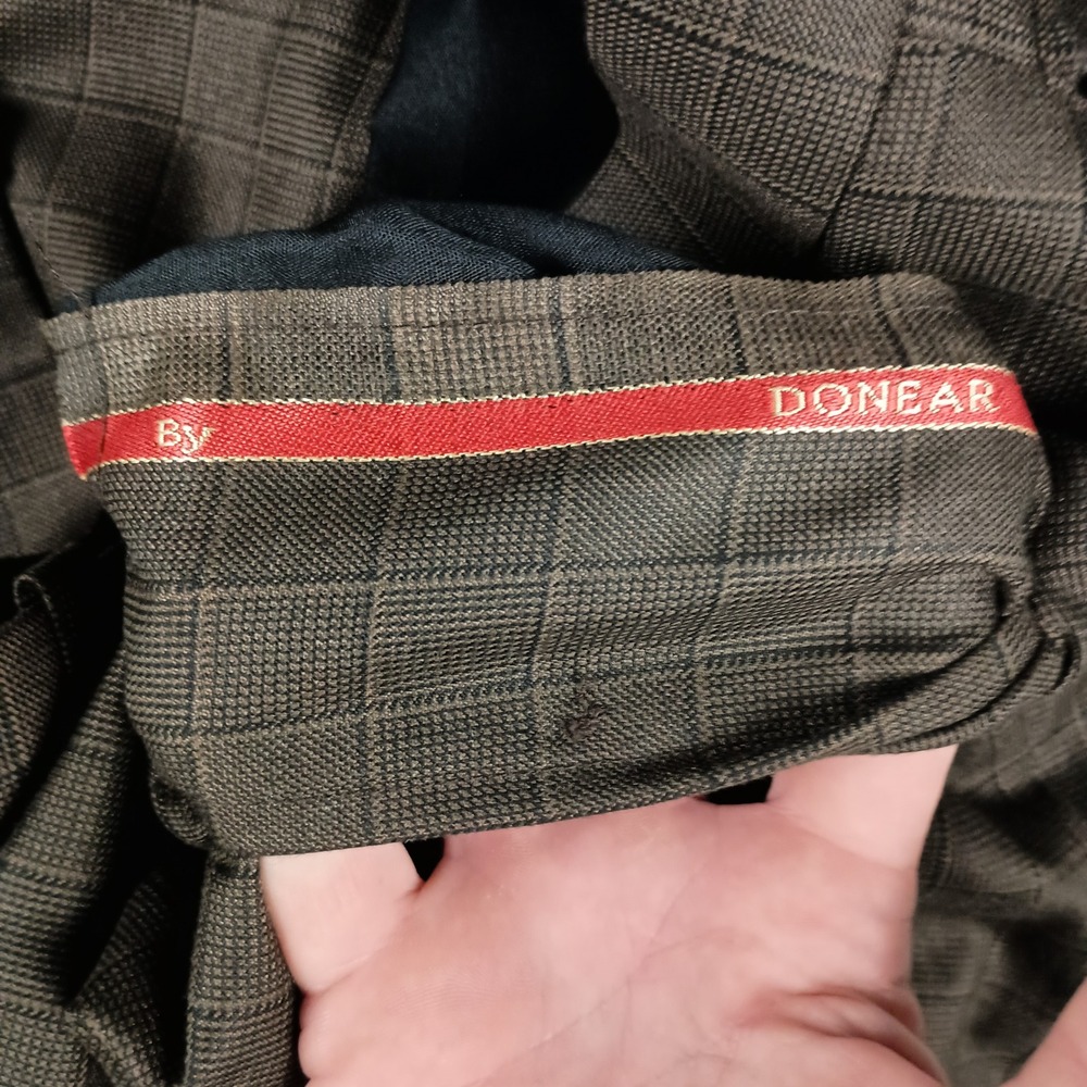 Rare Donear 38R 30W Mens Brown Windowpane Check Scottish Fashion 3 Piece Suit - Picture 15 of 16